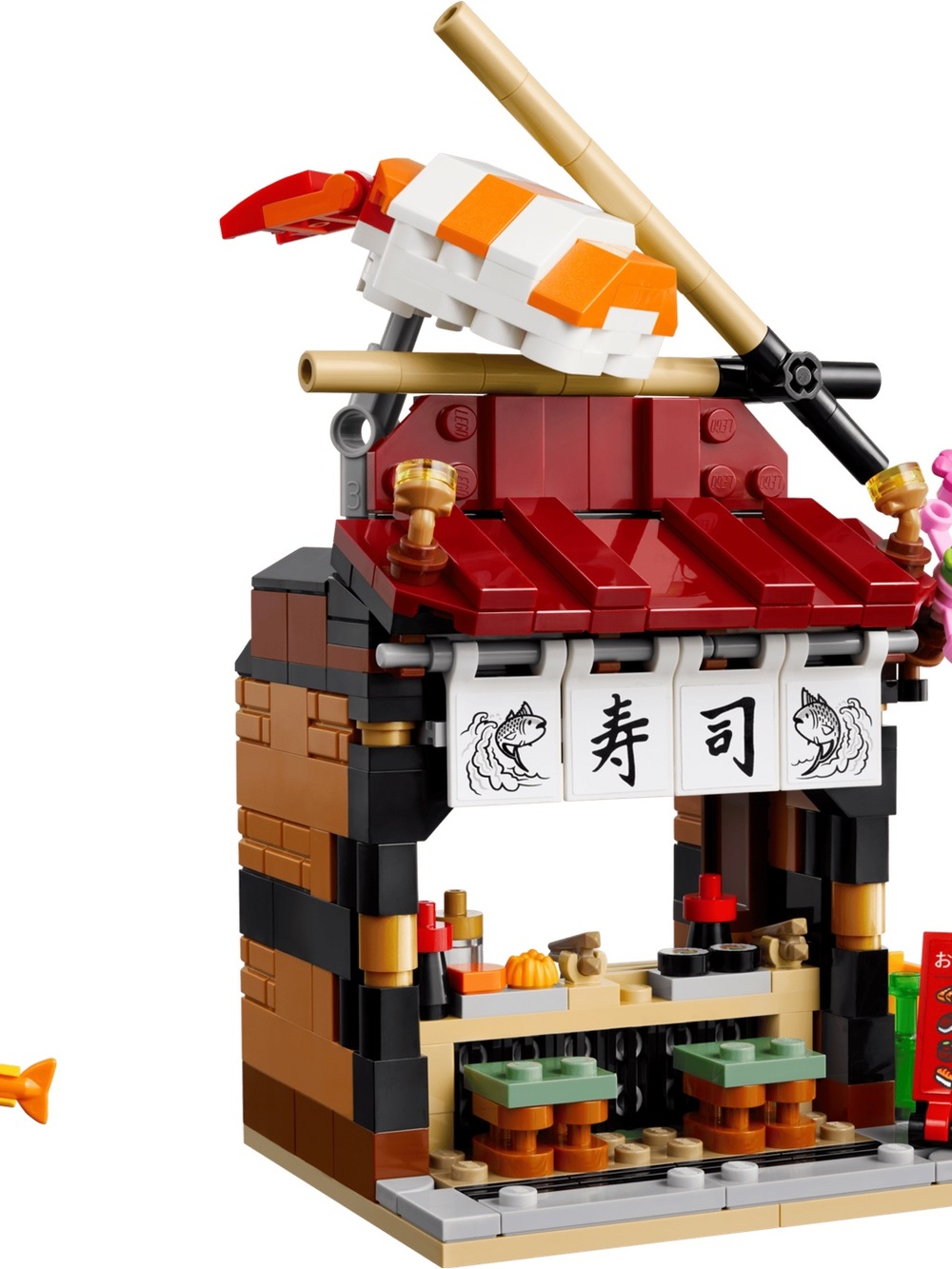 Lego Restaurants of the World Japan Sushi Stall - Red, Tan, Brown, White, Black - Picture 2 of 5